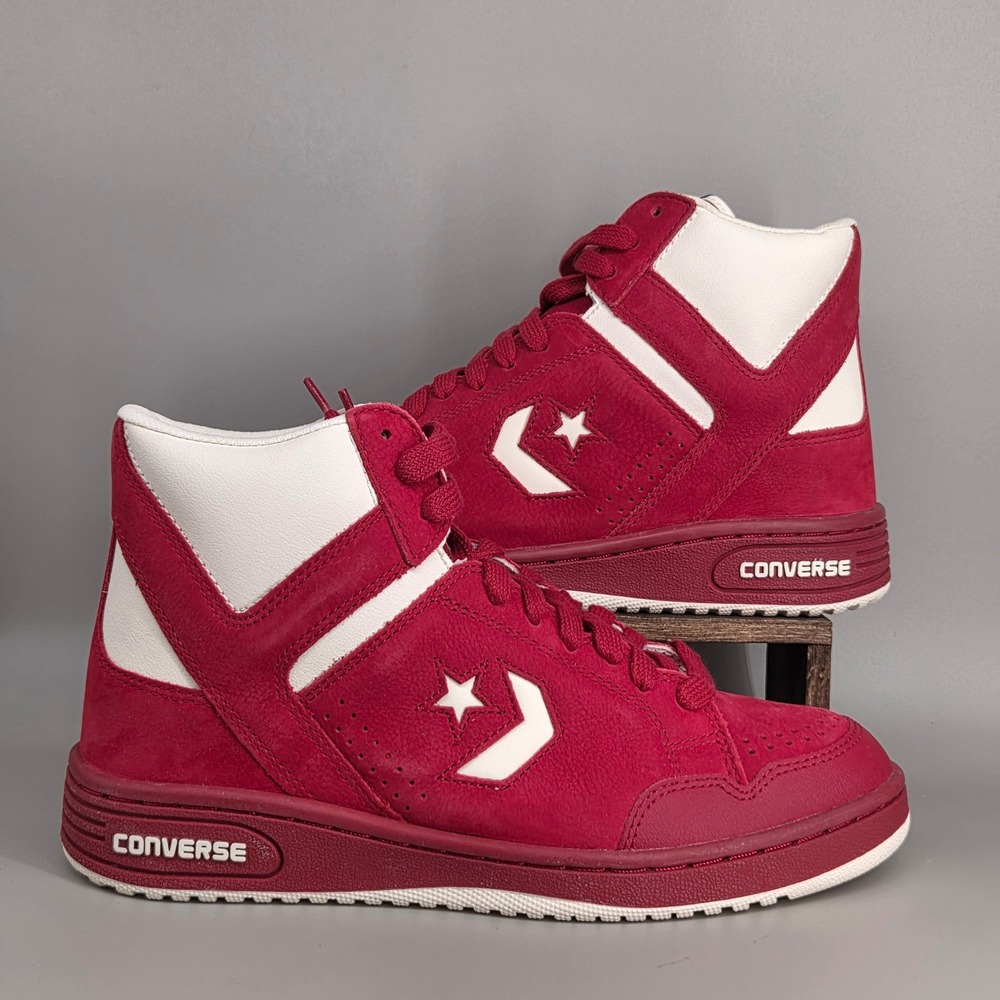 Converse Weapon Mid Mens 8.5 Womens 10 Red White Suede Basketball Retro A14832C